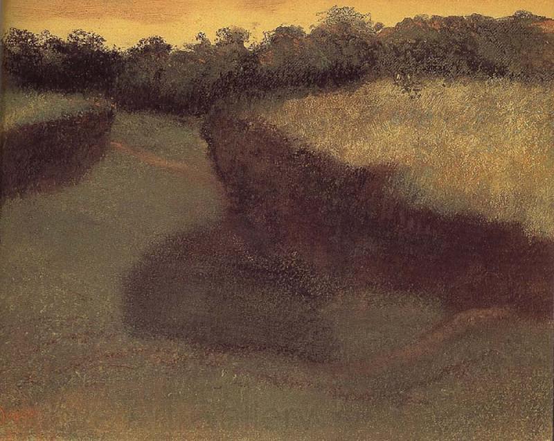 Edgar Degas Cornfield and tree line